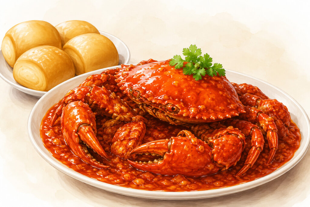 チリクラブ 甘辛ソースで食べるカニ料理